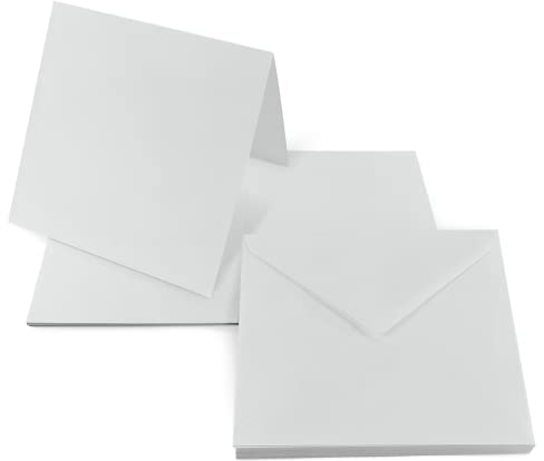 Netuno 25 Vikta Kort Tomma Med Kuvert - Dubbla Kort Grå + 25 Fyrkantiga Kuvert 14 x 14 cm - Regnbågskort-Set Med Pappersvaror Fyrkantiga Kortämnen Färgade