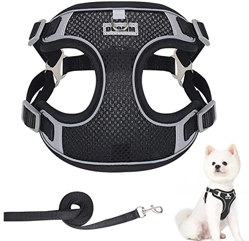 Dog Harness and Lead Set, Adjustable No Pull Dog Vest Harness, Reflective Anti Pull Pet Vest Harness for Puppy Small Dogs