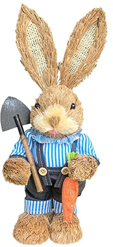LUFEIS Halm, påskhare, påskdekoration, halm, påskhare, handgjord, påskhare, dekoration, påsk, kaninfigurer, 35 cm, hare, halm, påskdekoration, kaninfigur för påsk