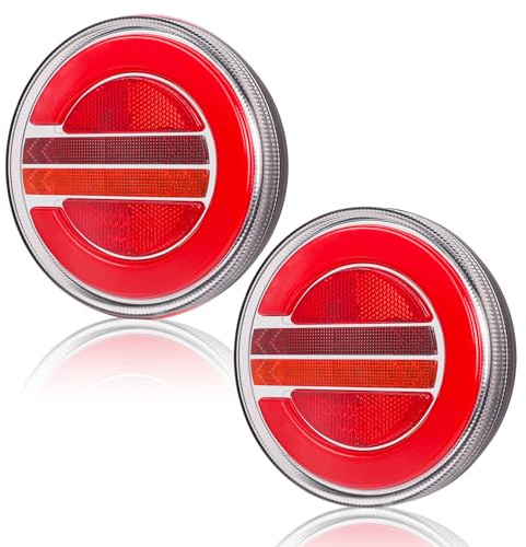 AOHEWEI 2 st LED-släpbakljus 12V/24V Rund Vattentät Baklykta Broms Blinkers Reflektorljus för Lastbil Lastbil Husvagn Van Traktor