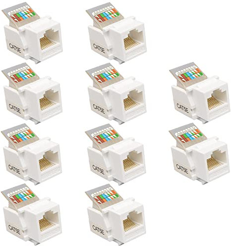 BeisDirect 10 Pcs CAT5e Keystone Jack RJ45 Ethernet Network Connector Information Socket Computer Outlet Cable Adapter Jack Wall Plug UTP Network Module