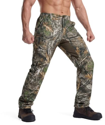 LOOGU Pantalones de Caza de Camuflaje para Hombre, Resistentes al Agua, silenciosos y Mate, Pantalones de Camuflaje de Caza de Pavo para Hombre con 6 Bolsillos