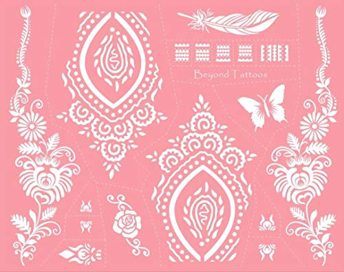 Mandala Blumen Schmetterling Feder Tattoo Stencil Tattoo Schablone Vorlage für Finger- Hand- und Körper Bemalung MS-01