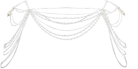 Catena A Spalla con Perle NICENEEDED, Catena Posteriore Da Sposa Multistrato, Catena per Imbracatura per Spalle In Cristallo Catena per Reggiseno Bikini Delicato Argento