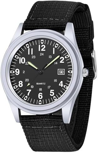 Tiong Klassische Militär Outdoor-Sport Herrenuhr, Nylon-Armband, tägliche wasserdichte, Quarzuhren mit Datum