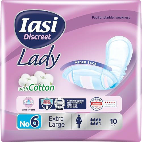 IASI Discreet LADY, Assorbenti per perdite urinarie Femminili Leggere e Moderate, Taglia Extra-Large, 10 Unità