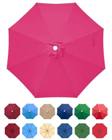 Jorohiker 9ft Patio Umbrella Replacement Canopy,Outdoor Table Market Yard Umbrella Top for Outdoor Umbrella Canopy with 8 Ribs(Pink-9ft 8Ribs)