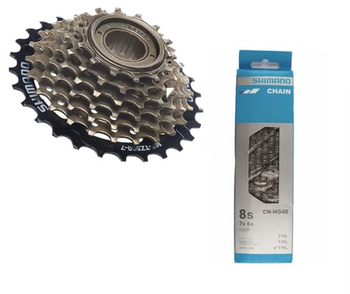 windmeile | Set Kette CN-HG40 und Schraubkranz MF-TZ500 für Shimano, 6-Fach 7-Fach 14-28 Zähne Freilauf, Fahrrad, E-Bike, Elektro Fahrrad, Pedelec
