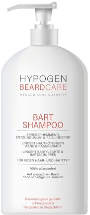 HYPOGEN CARE® Shampooing à barbe (265 ml) - Particulièrement nourrissant - Idéal pour les personnes allergiques et les peaux sensibles - Soin quotidien
