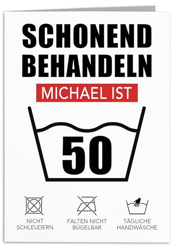 Geburtstagskarte 50. Geburtstag schonend behandeln personalisiert lustige Grußkarte Karte Klappkarte Faltkarte mit Umschlag 10,5 x 14,8 cm