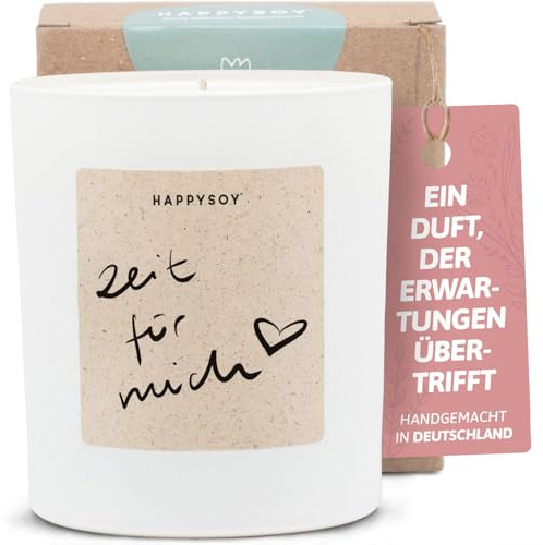 Geschenke für Frauen - Duftkerze mit Spruch - Zeit für mich, illustrated by Steffi Bauer, selfcare Geschenkidee - Handgemachte Kerze - Sojawachs - Weiß