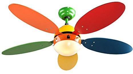 Deckenventilator Kinderzimmer Ventilatorlampe bunt Deckenleuchte Lüfter Vor-Rücklauf, Glas, App Steuerung CCT, Smart RGB LED 4,8W 450Lm, D 106,6 cm