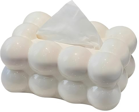 Tissue Holder Marshmallow Tissue Organizer Creative Bubble Tissue Box Tissue Dispenser Rectangular Tissue Holder for Car Bathroom Table Party Home Office Restaurant (White)