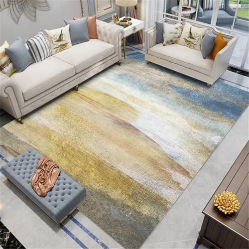 RUGMRZ Sofa Wohnzimmer Fleckerlteppich Blauer minimalistischer Wohnzimmerteppich Sofazubehör pflegeleicht waschbar Schallschutz Teppich 70X140CM
