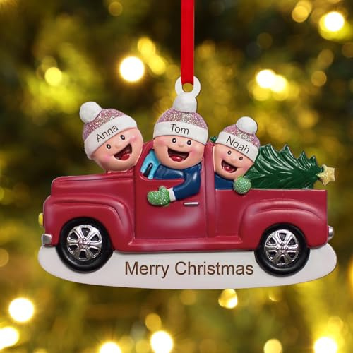 Kaululu Personalisierte Weihnachtsbaum Anhänger mit Namen Indoor Outdoor hölzerne Christbaumschmuck Dekoration Familie (D)