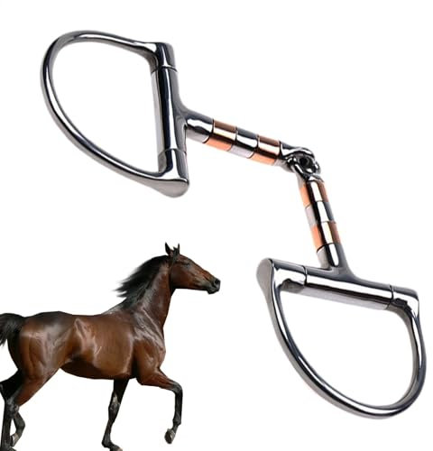 Generisch D-Ring-Pferdegebiss, Trense-Pferdegebiss - Pferdemaulgebiss mit Kupferwalzenmaul - Eingelenkiges Pferdegebiss, D-Ring-Trensengebiss für das Pferdetraining