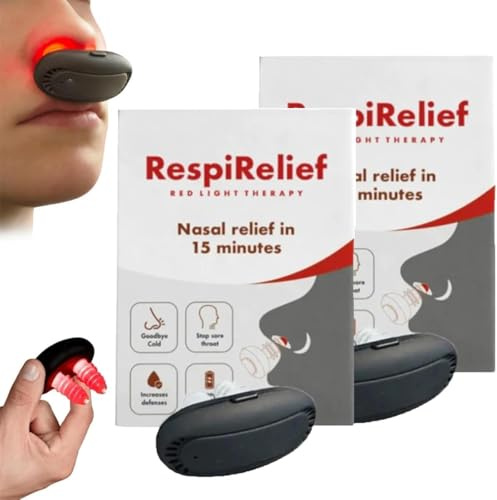 No más resfriados Terapia de luz roja para nariz, terapia de luz roja para nariz, instrumento de terapia nasal de luz roja Respirelieve, terapia nasal de luz roja para nariz (2 unidades)