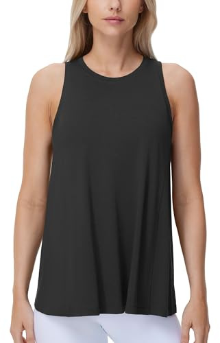 THE GYM PEOPLE Damen Rundhals Sport Tank Tops Loose Fit Ärmellos Shirts | Atmungsaktiv, Hohe Elastizität, Leicht, Weich, Baumwolle, Schnell Trocknend, Stretch, Laufshirt für Fitness,Yoga, Pilates