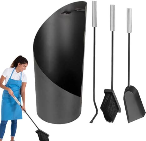 HSIRYAOHD Kaminbegleiter, Kaminbesteck - 4 x Feuerstelle Werkzeuge für Kaminbegleiter, Profi Kaminzubehör, Küche Kamin Set, Klassisches Ofenbesteck