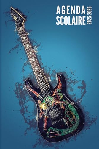 Agenda Scolaire 2025 2026: Rock Guitare - Pour Étudiants, Primaire, Collège et Lycée | De Septembre 2025 à Août 2026