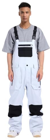 GSOU SNOW Uomo Salopette da Sci Bavaglino da Snowboard Pantaloni da Neve - Multi Tasche Leggeri Impermeabili Antivento Traspiranti Caldi