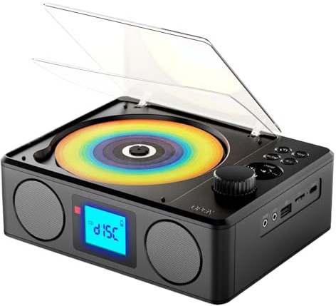 YIXANNX Lettore CD retrò con connettività Bluetooth. Ascolta la musica ovunque: CD/dischi MP3/chiavette USB/schede TF/Bluetooth/FM.