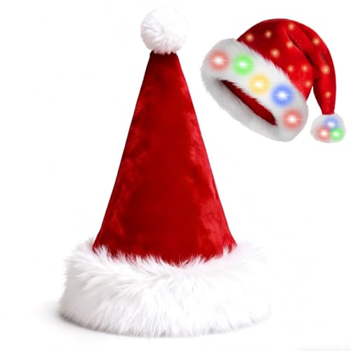 Gorro Papá Noel Iluminado Para Niños Adultos,Tocado Cosplay Navideño,Gorro Papá Noel Con Luces,Sombreros Navidad Con Luces Para Fotografías, Celebraciones Invierno,Fiestas De Disfraces, Carnaval(niño)