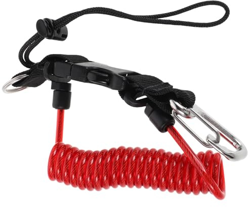Veemoon Lanière de Plongée en Acier Inoxydable avec Boucle à Dégagement Rapide, Sangle Spirale Élastique Rouge Anti-perte pour Appareil Photo Sous-marin, Compatible Caissons Étanches,