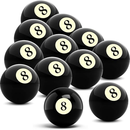 MSYU Billiard Replacement Eight Ball, 12 Pack 2-1/4 Standard Billiard Pool Cue Ball, Table Accessories for Bars, Game Room and billiard rooms