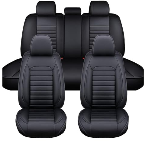 ZHISHIGUO Full Set Auto Sitzbezüge FüR Ford Ranger Wildtrak (2016-2026), Wasserdichter Leder-Autositzbezug, Seasons Protectors VerschleißFest, 5-Sitzer Autositzbezug(Black)