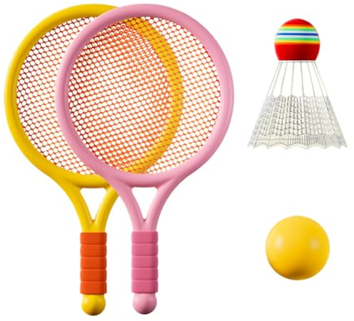 Sonsoke Kit de badminton pour enfant, 2 raquettes + 2 balles, matériau ABS durable, interaction parent-enfant, sport en plein air, pour jardin, plage, aire de jeux, volant de badminton, kit complet