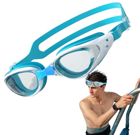 Portable Swimming Goggles, No Leaking Clear Vision Swim Pool Goggles for Youth, Teenagers, Women and Adults, Comfortable Adjustable Diving GlassesRecreational Pool Activities or Open Water Training
