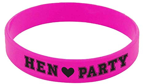 6er Set Gummi-Arm-Bänder/BraceletsHEN PARTY in pink für deinen Junggesellinnen-Abschied - Hochzeit - Hochzeits-Deko - JGA - Hen Party - Zubehör Junggesellenabschied