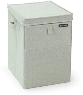 Brabantia - Stackble Laundry Box - Front and Top Opening - Space Efficient - Easy to Unload - Lightweight Grips - Large Opening for Dirty Clothes - Green - 35L