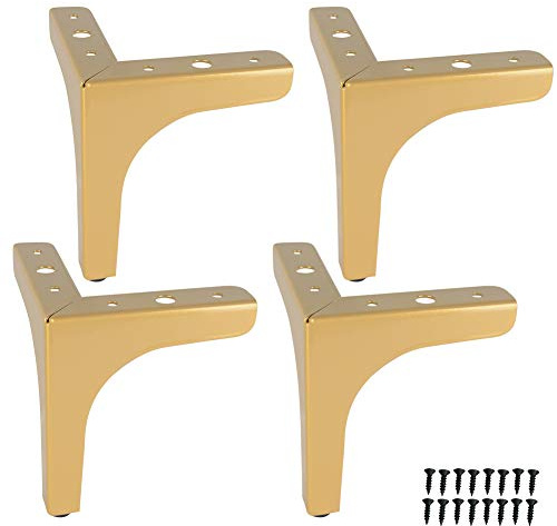 13cm Metal Furniture Sofa Legs Black Triangle Heavy Duty Chrome Couch Chair Ottoman Furniture Feet, 4 Pack (Gold)