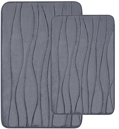 Homaxy Memoryschaum Badematte Set 2 teilig-Dunkelgrau, 40x60cm+50x76cm