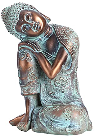 Buachois Statue de Bouddha Décoration de Jardin, 23 x 17 x 12.5 cm Peint à la Main Sculpture Méditation Décor Yoga Zen Décor Hindou et Asiatique de l'est pour intérieur Extérieur Feng Shui