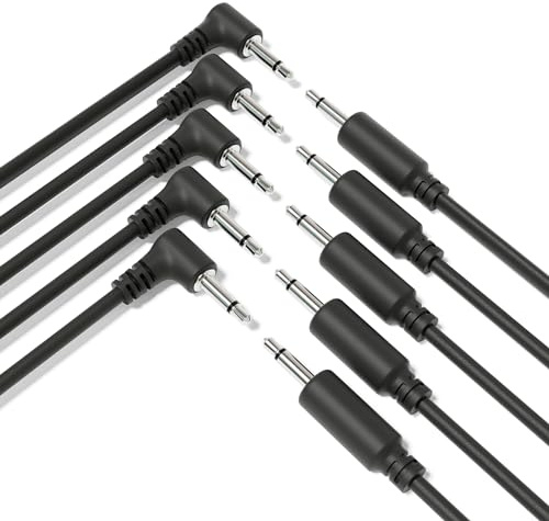 ExcelValley - 5-Pack Hybrid Mono Modular Patchkabel TS 3,5mm 1/8 [Schwarz | 200 cm - 78,74]