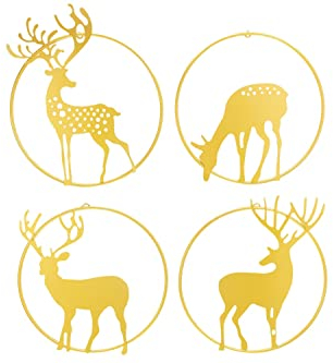 KunstLoft Wanddeko Metall | 100% HANDGEFERTIGT | 86x72x5,5cm | Wandbild Metall 'A Deer's Life' | Tierskulptur | Gelb Gold | Wandskulptur | Metalldeko Wand Wohnzimmer