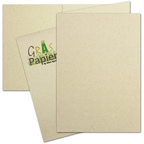1000x ÖKO Faltkarte aus Graspapier DIN A6-10,5 x 14,8 cm - Recycling Papier 280 g/m² - Umwelt Bastelpapier für Einladungen und Grußkarten - Glüxx Agent
