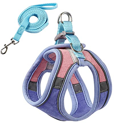 PETCUTE Katzengeschirr mit Katzenleine Katzenhalsband,Verstellbares Katzengeschirr mit Leine Ausbruchsicher, Atmungsaktive Katzenleine mit Reflexstreifen,Weich Katzenweste M