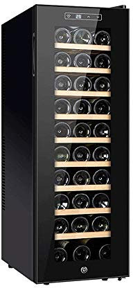 30 Bottle Wine Cooler Thermoelectric Stainless-Steel Fridge for Red or White, Digital Display, Reversible Glass Door