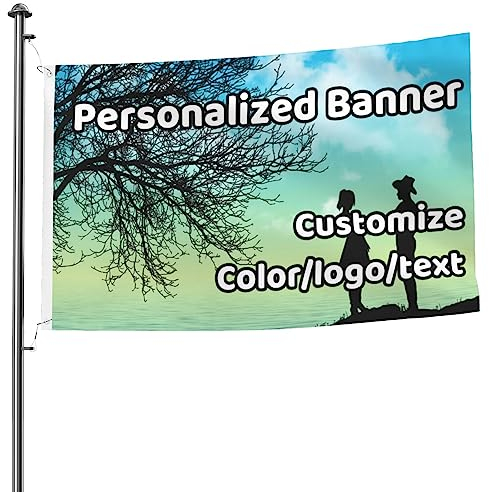 Personality Flags, Fahne Selbst Gestalten, Druck Eigenes Logo/Bild/Wörter, Personalisierte Flaggen Home Wanddekoration UV-beständig, für Garten im Freien, Dekoration, Camping-Flagge, Hofschild hinzu