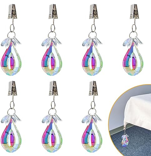 TKGKHK 8Pcs Tablecloth Weights Tablecloth Pendant Teardrop Shape Table Cover Weights Stone Table Weights Hangers with Metal Clip for Tablecloth Decoration Family Dinner