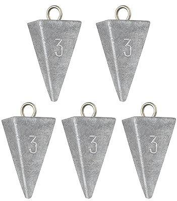 BLUEWING 1lb Box Pyramid Sinkers Lead Fishing Weights for Saltwater, 3oz 5 Pack