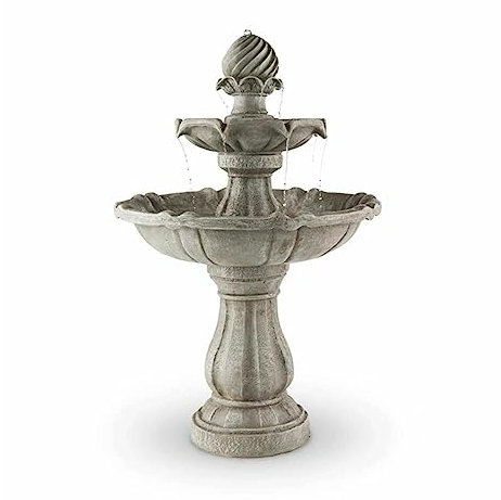 LQSSA Fontaine d'eau de Jardin extérieure Fontaines de Jardin Eau extérieure à énergie Solaire Bain d'oiseaux Pierre Look Pompe Caractéristique Fontaines de Cascades sur Pied pour la Cour de la