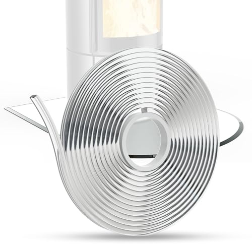BIJON Flex Silikon-Dichtlippe Schmutzlippe für Kaminplatte, Glasbodenplatte, Ofenplatte, Bodenplatte, Kaminofenplatte - Kaminofen Dichtung Selbstklebend - Länge 5,0m