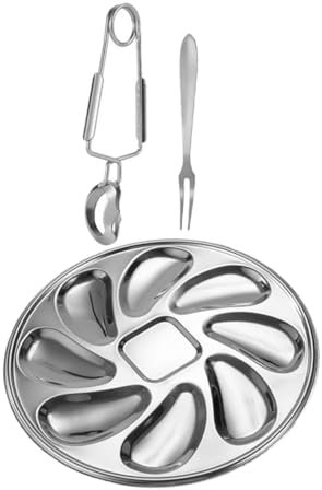 BESTonZON Platos Para Ostras De Acero Inoxidable Bandeja Multifunción Para Ostras Plato Práctico Para Servir Eventos De Cocina