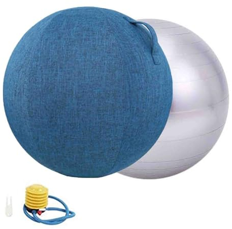 BXYWMDGB Sitzball Gymnastikball 55Cm 65Cm 75Cm, Ballstuhl Mit Ballauflage - Waschbarer Leinenbezug Sitzball Yoga Ball Für Zuhause, Zuhause & Büro Alternative Zum Stuhl,001,55cm