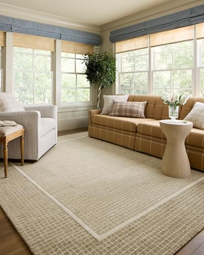Loloi Chris Loves Julia Briggs Collection, Wheat & Ivory, 5'-0 x 7'-6 Area Rug – Minimal Gritted Design Area Rugs for Living Room Bedroom Entryway & Hallway No Shed High Traffic Home Decor Rug